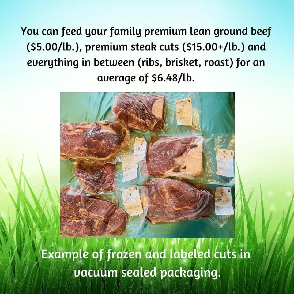 1/8 Beef Share $400 DEPOSIT ONLY READY NOW 2026 (Grass-fed, approx. 45 lbs. of beef)