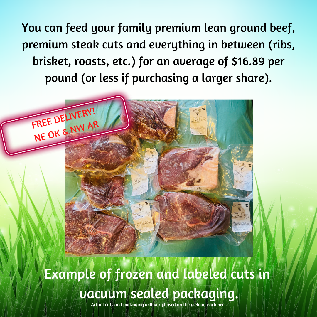 1/4 Beef Share $500 DEPOSIT ONLY DECEMBER 2025 (Grass-fed, approx. 90 lbs. of beef)